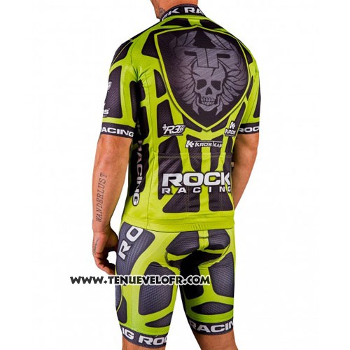 2016 Maillot Ciclismo Rock Racing Vert et Marron Manches Courtes et Cuissard